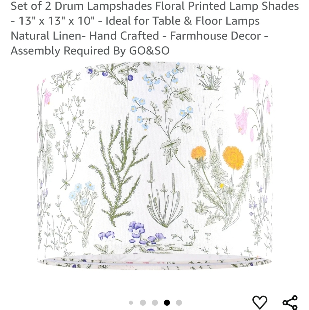 Farmhouse lamp shade drums new 13×13×10 new nature dandelion and flowers - Picture 3 of 7